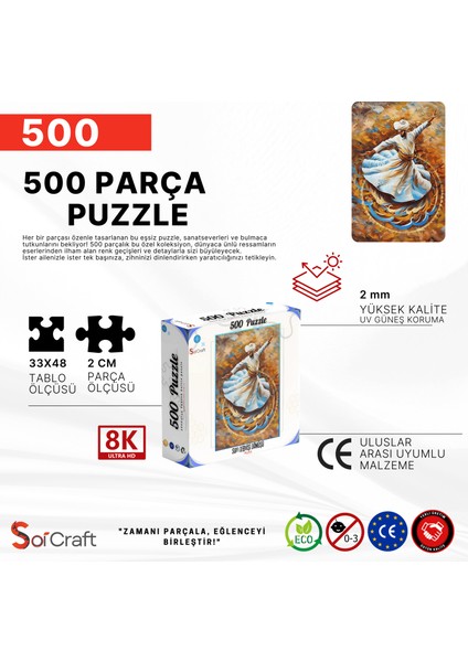 500 Parça Puzzle Sufi Dervişi Dönüşü Sanatsal Mistik