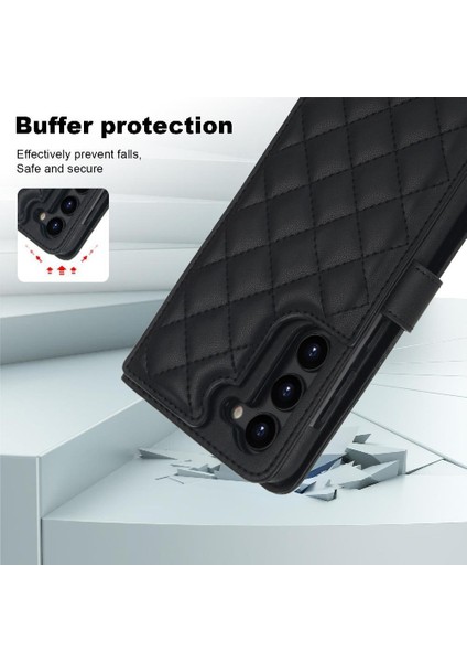 Samsung Galaxy S22 Leather Flip Magnetic Clasp Kickstand Heavy Duty Protective Wallet Phone Case With Card Holder Crossbody Long Wrist Strap (Yurt Dışından) indirimleri
