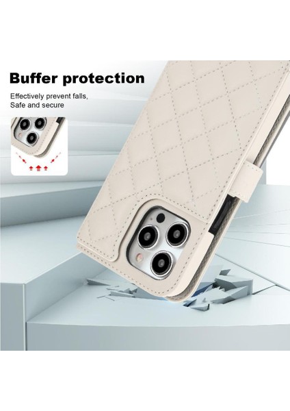 iPhone 13 Pro Leather Flip Magnetic Clasp Kickstand Heavy Duty Protective Wallet Phone Case With Card Holder Crossbody Long Wrist Strap (Yurt Dışından) modelleri