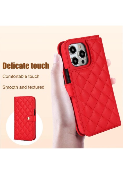 iPhone 13 Pro Leather Flip Magnetic Clasp Kickstand Heavy Duty Protective Wallet Phone Case With Card Holder Crossbody Long Wrist Strap (Yurt Dışından) fırsatları