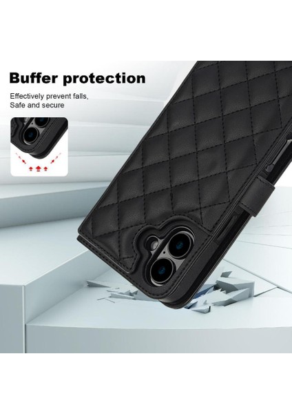 iPhone 16 Plus Leather Flip Magnetic Clasp Kickstand Heavy Duty Protective Wallet Phone Case With Card Holder Crossbody Long Wrist Strap (Yurt Dışından) fırsatları
