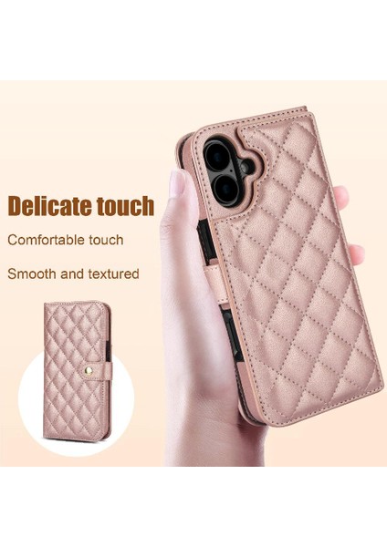 iPhone 16 Plus Leather Flip Magnetic Clasp Kickstand Heavy Duty Protective Wallet Phone Case With Card Holder Crossbody Long Wrist Strap (Yurt Dışından) fiyatları