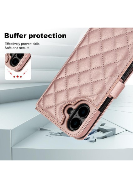 iPhone 16 Plus Leather Flip Magnetic Clasp Kickstand Heavy Duty Protective Wallet Phone Case With Card Holder Crossbody Long Wrist Strap (Yurt Dışından) modelleri