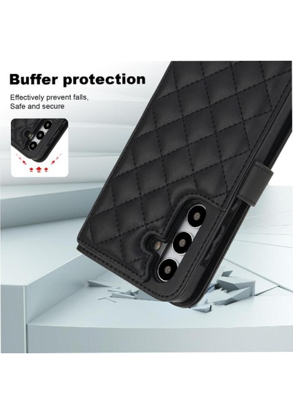 Samsung Galaxy S24 Leather Flip Magnetic Clasp Kickstand Heavy Duty Protective Wallet Phone Case With Card Holder Crossbody Long Wrist Strap (Yurt Dışından) indirimleri