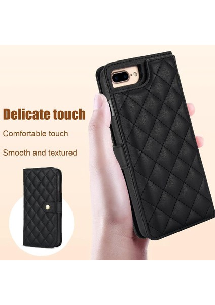 iPhone 7 Plus / 8 Plus Leather Flip Magnetic Clasp Kickstand Heavy Duty Protective Wallet Phone Case With Card Holder Crossbody Long Wrist Strap (Yurt Dışından) indirimleri
