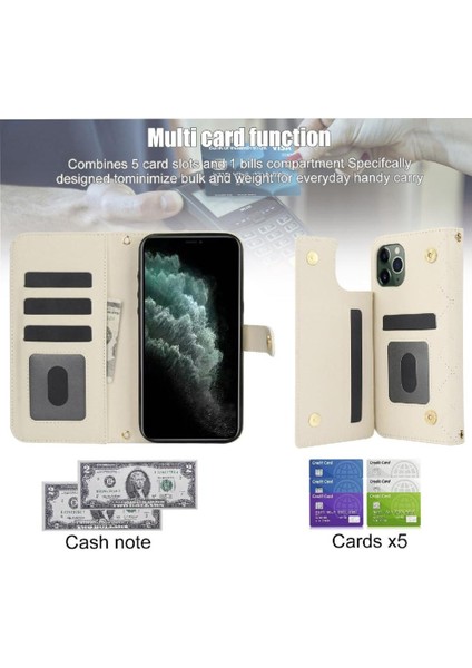 iPhone 11 Pro Max Leather Flip Magnetic Clasp Kickstand Heavy Duty Protective Wallet Phone Case With Card Holder Crossbody Long Wrist Strap (Yurt Dışından) indirimleri