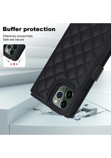 iPhone 11 Pro Max Leather Flip Magnetic Clasp Kickstand Heavy Duty Protective Wallet Phone Case With Card Holder Crossbody Long Wrist Strap (Yurt Dışından) fırsatları