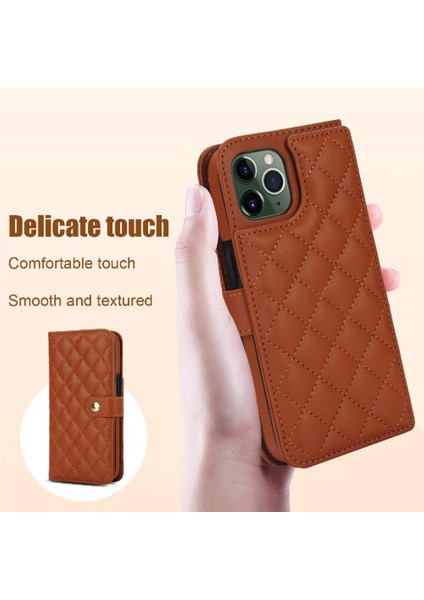 iPhone 11 Pro Max Leather Flip Magnetic Clasp Kickstand Heavy Duty Protective Wallet Phone Case With Card Holder Crossbody Long Wrist Strap (Yurt Dışından) modelleri