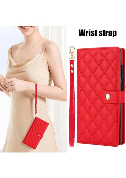 Samsung Galaxy S23 Ultra Leather Flip Magnetic Clasp Kickstand Heavy Duty Protective Wallet Phone Case With Card Holder Crossbody Long Wrist Strap (Yurt Dışından) fiyatları