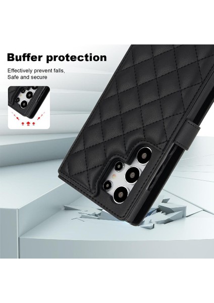 Samsung Galaxy S24 Ultra Leather Flip Magnetic Clasp Kickstand Heavy Duty Protective Wallet Phone Case With Card Holder Crossbody Long Wrist Strap (Yurt Dışından) indirimleri