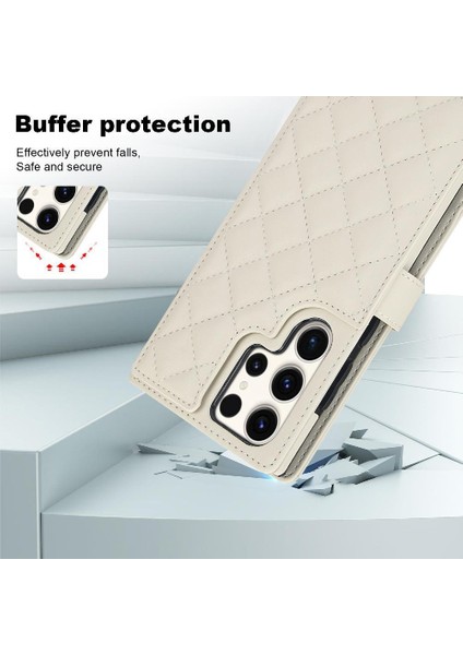 Samsung Galaxy S23 Ultra Leather Flip Magnetic Clasp Kickstand Heavy Duty Protective Wallet Phone Case With Card Holder Crossbody Long Wrist Strap (Yurt Dışından) fırsatları