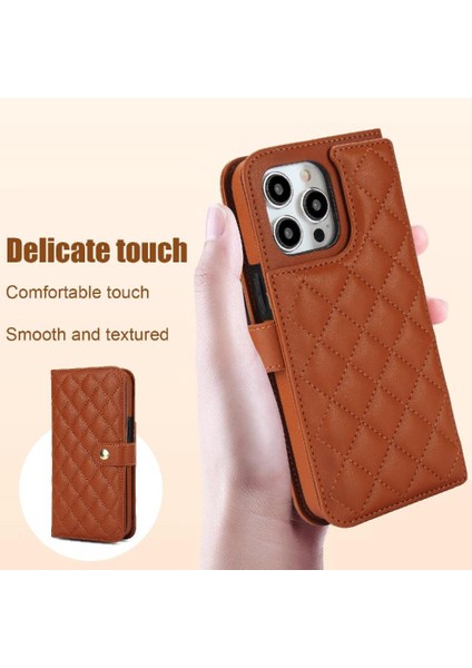 iPhone 13 Pro Max Leather Flip Magnetic Clasp Kickstand Heavy Duty Protective Wallet Phone Case With Card Holder Crossbody Long Wrist Strap (Yurt Dışından) indirimleri