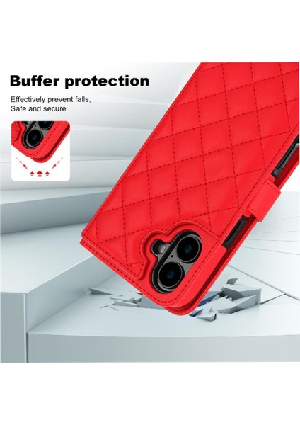 iPhone 16 Leather Flip Magnetic Clasp Kickstand Heavy Duty Protective Wallet Phone Case With Card Holder Crossbody Long Wrist Strap (Yurt Dışından) fiyatları