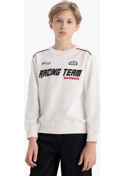 Erkek Çocuk Bisiklet Yaka Baskılı Sweatshirt F1963A825AU