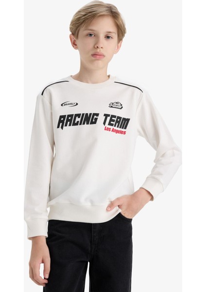 Erkek Çocuk Bisiklet Yaka Baskılı Sweatshirt F1963A825AU