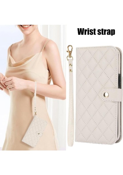 iPhone 14 Plus Leather Flip Magnetic Clasp Kickstand Heavy Duty Protective Wallet Phone Case With Card Holder Crossbody Long Wrist Strap (Yurt Dışından) fiyatları