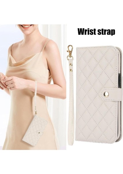 iPhone 15 Pro Leather Flip Magnetic Clasp Kickstand Heavy Duty Protective Wallet Phone Case With Card Holder Crossbody Long Wrist Strap (Yurt Dışından) fiyatları
