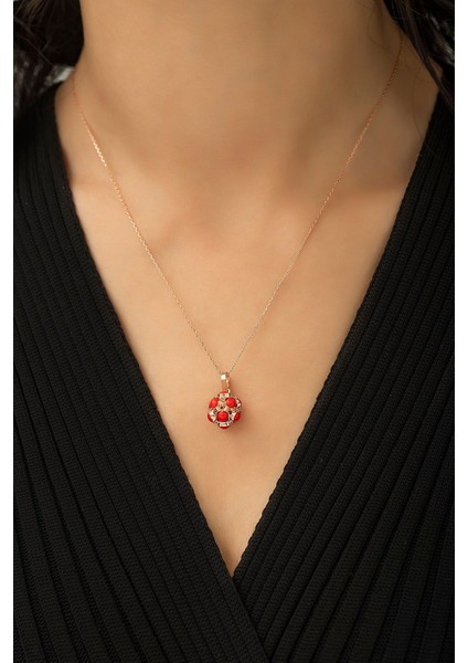 Gümüş Top Küre Kolye Mavi