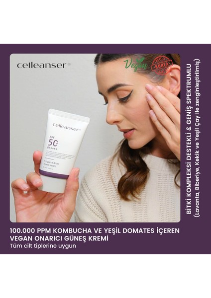 Vegan Güneş Kremi - 100.000 Ppm Kombucha İçeren Nemlendirici ve Antioksidan Güneş Kremi