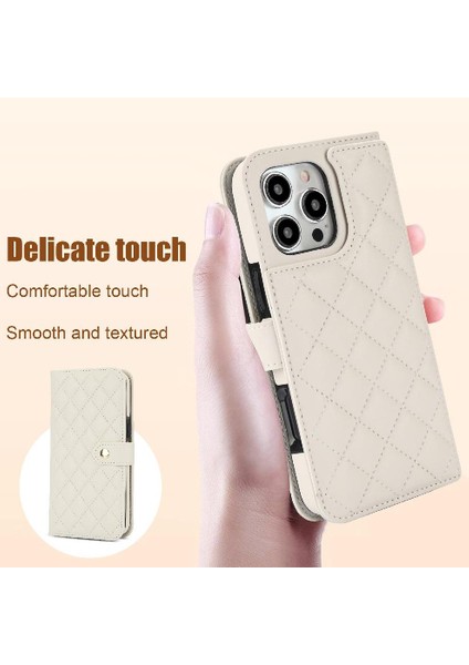 iPhone 16 Pro Leather Flip Magnetic Clasp Kickstand Heavy Duty Protective Wallet Phone Case With Card Holder Crossbody Long Wrist Strap (Yurt Dışından) fırsatları