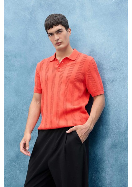 %100 Pamuk Polo Yaka Kısa Kollu Triko Tişört F7133AX25SM modelleri