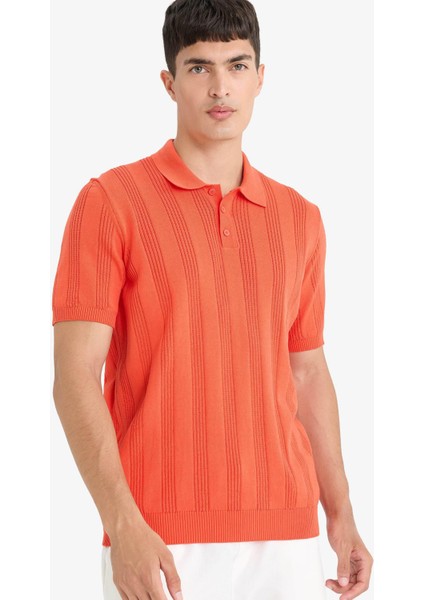 %100 Pamuk Polo Yaka Kısa Kollu Triko Tişört F7133AX25SM fırsatları