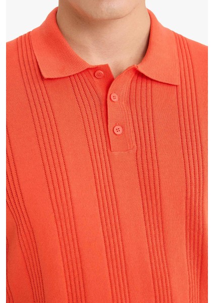 %100 Pamuk Polo Yaka Kısa Kollu Triko Tişört F7133AX25SM