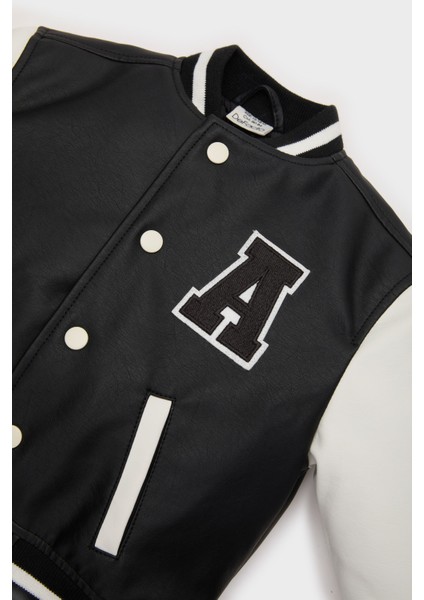 Erkek Bebek Su Geçirmez Kolej Yaka Nakışlı Cepli Çıtçıtlı Bomber Mont E7476A525AU fiyatları