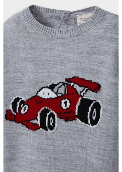 Erkek Bebek Bisiklet Yaka Araba Baskılı Triko Kazak F2586A525WN fiyatları