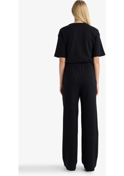 Wide Leg Geniş Paça Eşofman Altı Beli Lastikli Cepli Basic Düz D3759AX25AU