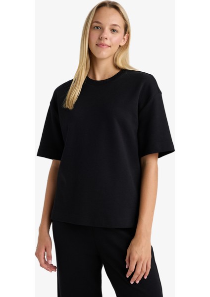 Oversize Geniş Kalıp Bisiklet Yaka Basic Düz Kısa Kollu Tişört C7630AX25AU modelleri