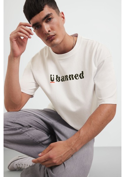 %100 Pamuk Loose Fit Rahat Kesim Bisiklet Yaka Baskılı Kısa Kollu Tişört F5731AX25AU modelleri