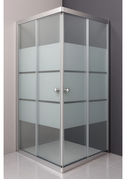 Duşakabin Kare Parlak Profil Kumlama Box Desen Cam