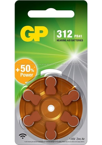 ZA312 1.4V Düğme Kulaklık Pili 6'lı Paket