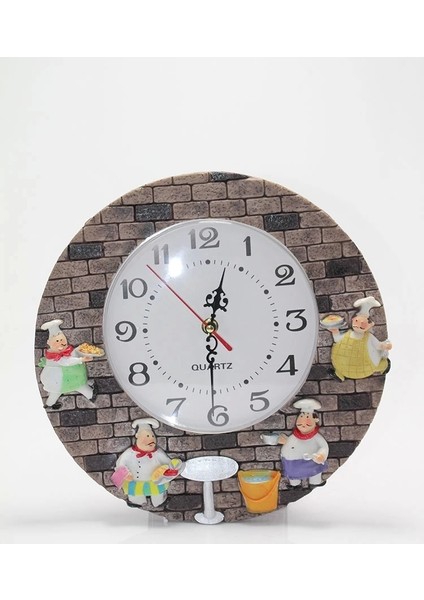 Duvara Asmalı Aşcı Tasarımlı Polyester Saat ALK1539