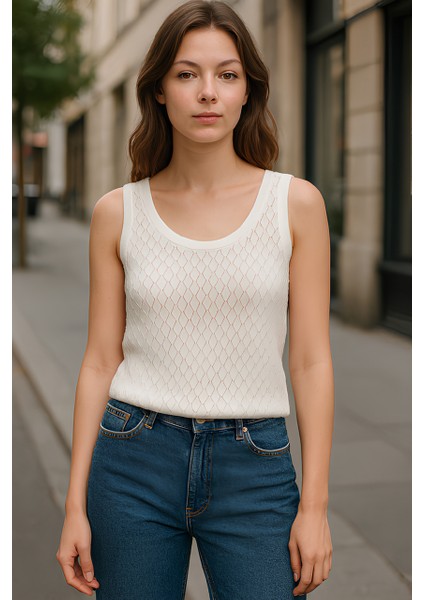 Rtd&vld Kadın VITA-210 Mas Ajurlu Kolsuz Atlet Ekru