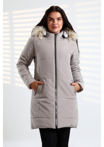 Bayan Su ve Süzgar Itici Özelliği Yıkamaya Dayanıklı Kapüşonu Kürklü Kapitone Mont fiyatları