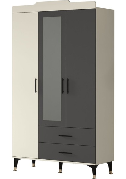 Arden 3 Kapaklı 2 Çekmeceli Aynalı Ayaklı Giyisi Eşya Dolabı Gardırop fiyatları