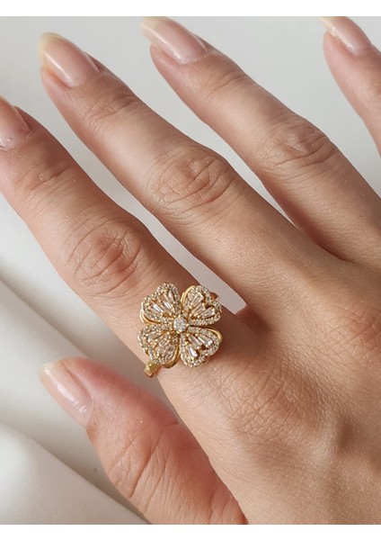 Yonca Yüzük Dönen Model Çelik Gold modelleri