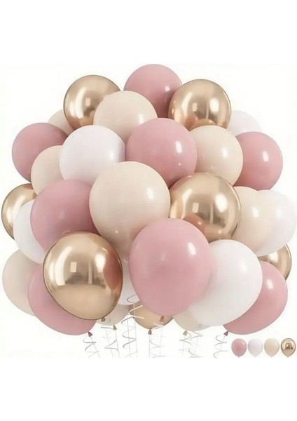Pembe Krem Altın Balon Süsleme Seti – 60 Parça Parti ve Özel Gün Dekorasyon Malzemesi modelleri
