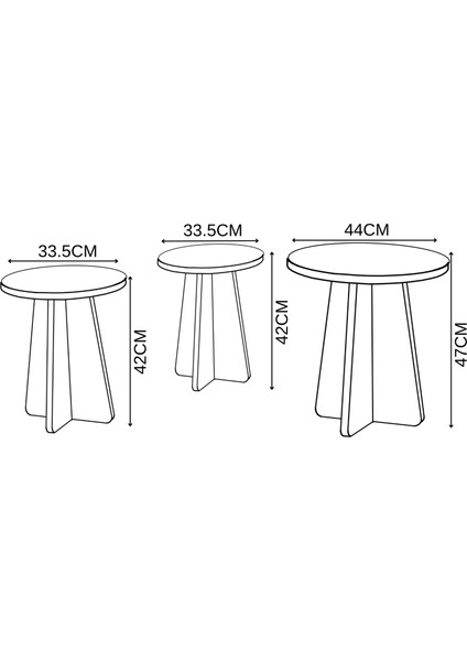 3'lü Mantar Zigon Iskandinav Stili Sehpa Takımı modelleri