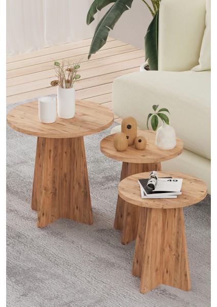 3'lü Mantar Zigon Iskandinav Stili Sehpa Takımı fırsatları