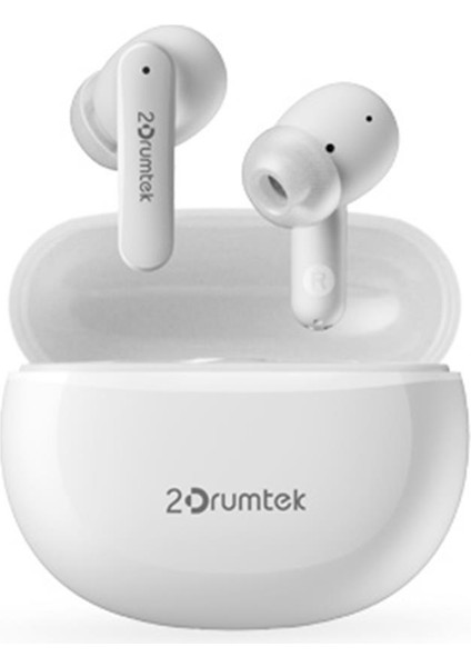 A4 Tech 2drumtek B25 Hibrit Diyafram Su Geçirmez Çift Mikrofon Şarj Kutusu Kablosuz Kulakiçi Tws Bluetooth Kulaklık-Beyaz