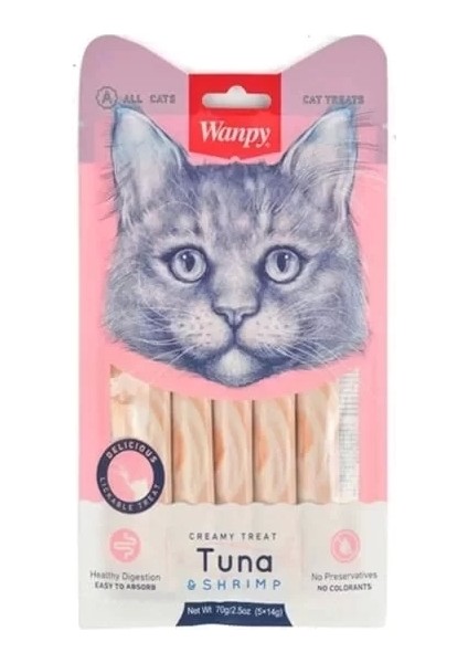 Wanpy Ton Balığı ve Karidesli Sıvı Kedi Ödül Maması 5X14 gr