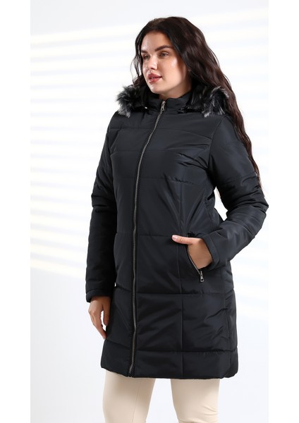 Bayan Su ve Süzgar Itici Özelliği Yıkamaya Dayanıklı Kapüşonu Kürklü Kapitone Mont fırsatları