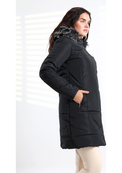 Bayan Su ve Süzgar Itici Özelliği Yıkamaya Dayanıklı Kapüşonu Kürklü Kapitone Mont indirimleri