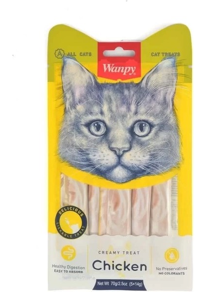 Wanpy Tavuklu Sıvı Kedi Ödül Maması 5X14 gr
