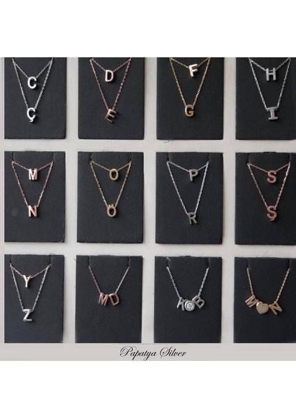 Gümüş 3 Boyutlu U Harf Kolye modelleri