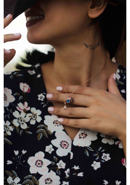 Gümüş A Harfli Göz Kolye modelleri