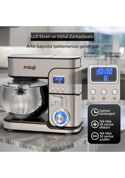 Mio MX10 6L 1500W İnox 3'ü 1 Arada Mutfak Şefi Stand Mikser + Kıyma Çekme + Hamur Yoğurma indirimleri